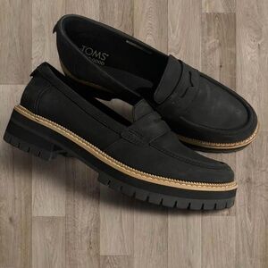 TOMS Black and Tan Loafers